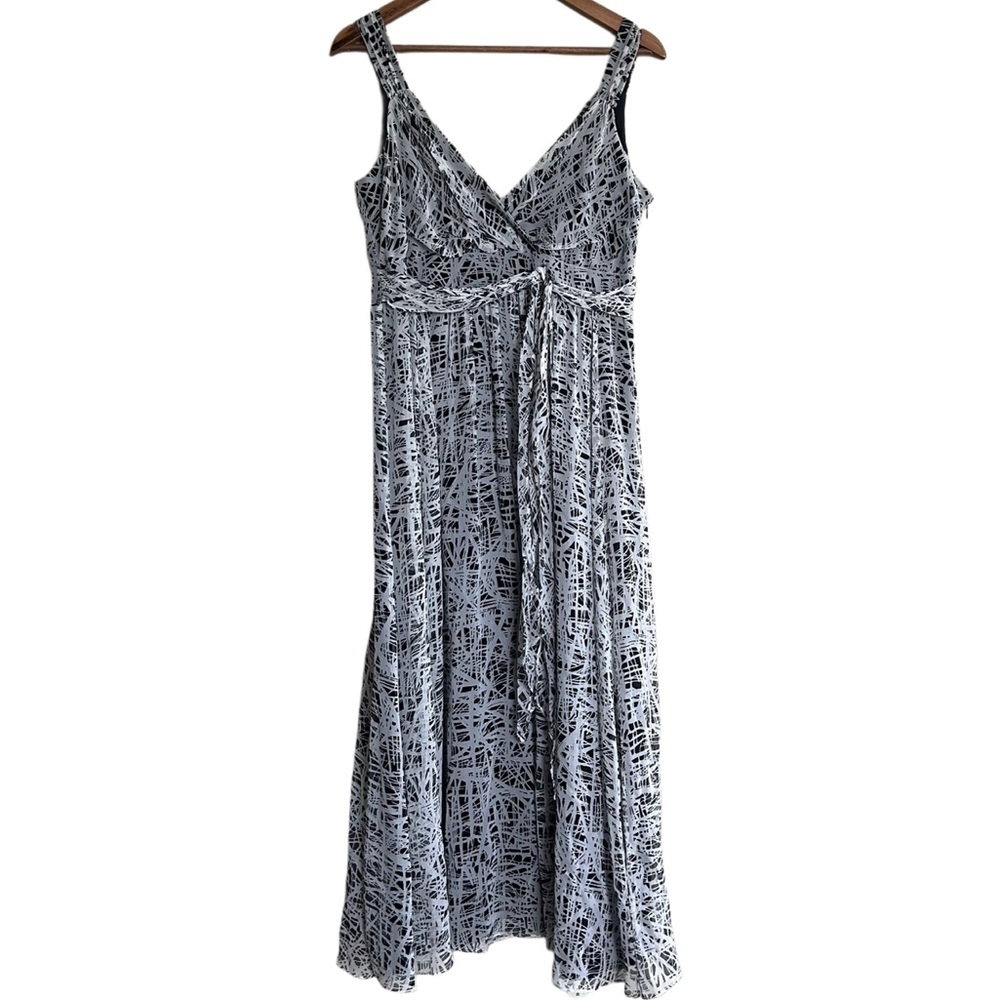 Robbie Bee 100% Silk Black & White Midi Dress Size 8 | WhimsiGoth ResortWear